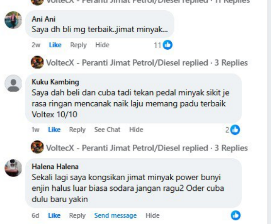 Feedback pelanggan Voltecx 3