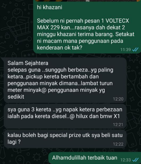 Feedback pelanggan Voltecx 4
