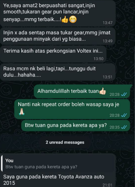 Feedback pelanggan Voltecx 5